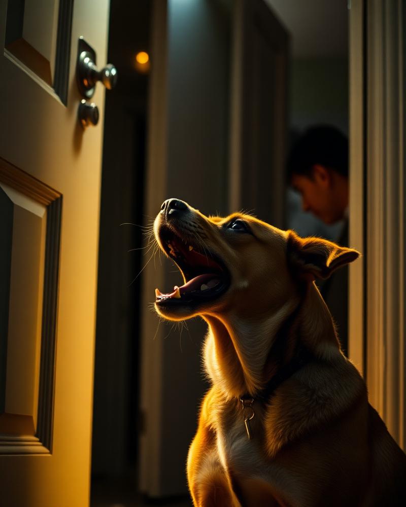 Cachorro latindo em casa