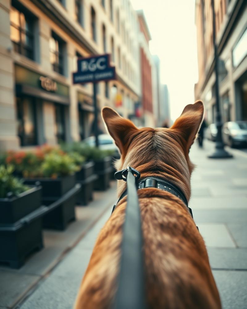 Cachorro puxando a guia durante o passeio