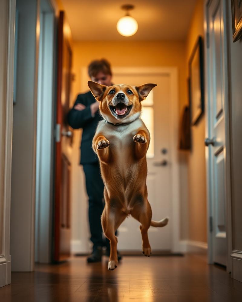 Cachorro pulando em uma pessoa
